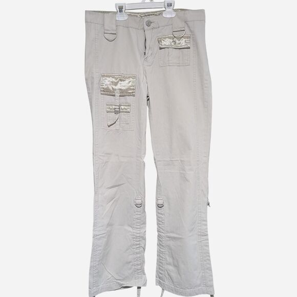 vintage No-boundaries Cute and Classy Women's Cream and Gold Cargo Pants - Picture 1 of 7